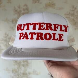 80s Butterfly Patrole Hat | Felt Mesh Trucker Snapback | OSFA